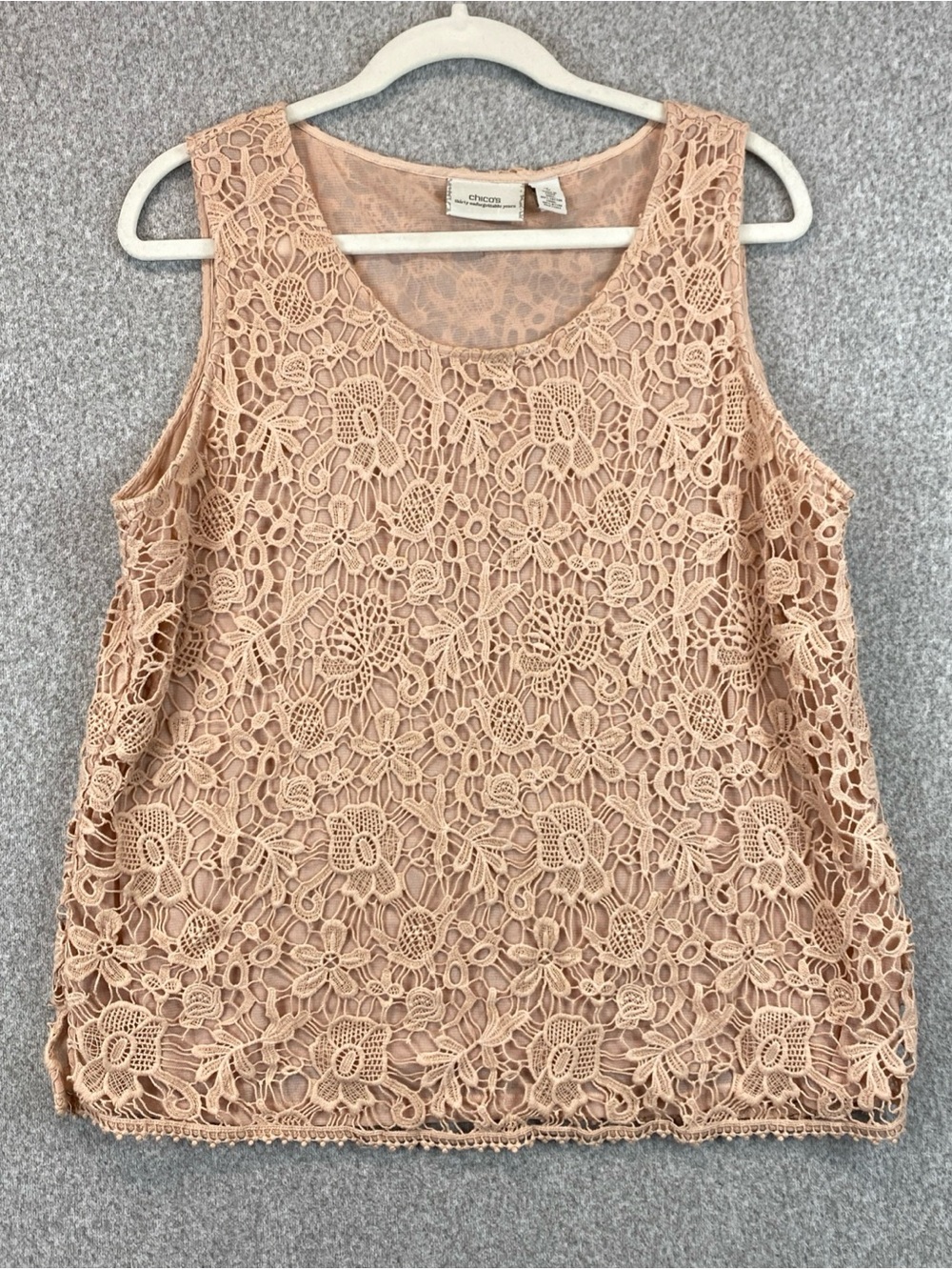 Chico’s Lace Tank Sleeveless Peach Size 3 (XL) Stretchy Comfort Cottagecore